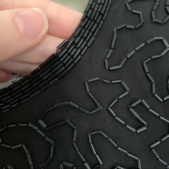 Vintage Laurence Kazar Black Beaded Dress Sz Small - Picture 10 of 11